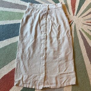 Linen Blend Midi Skirt